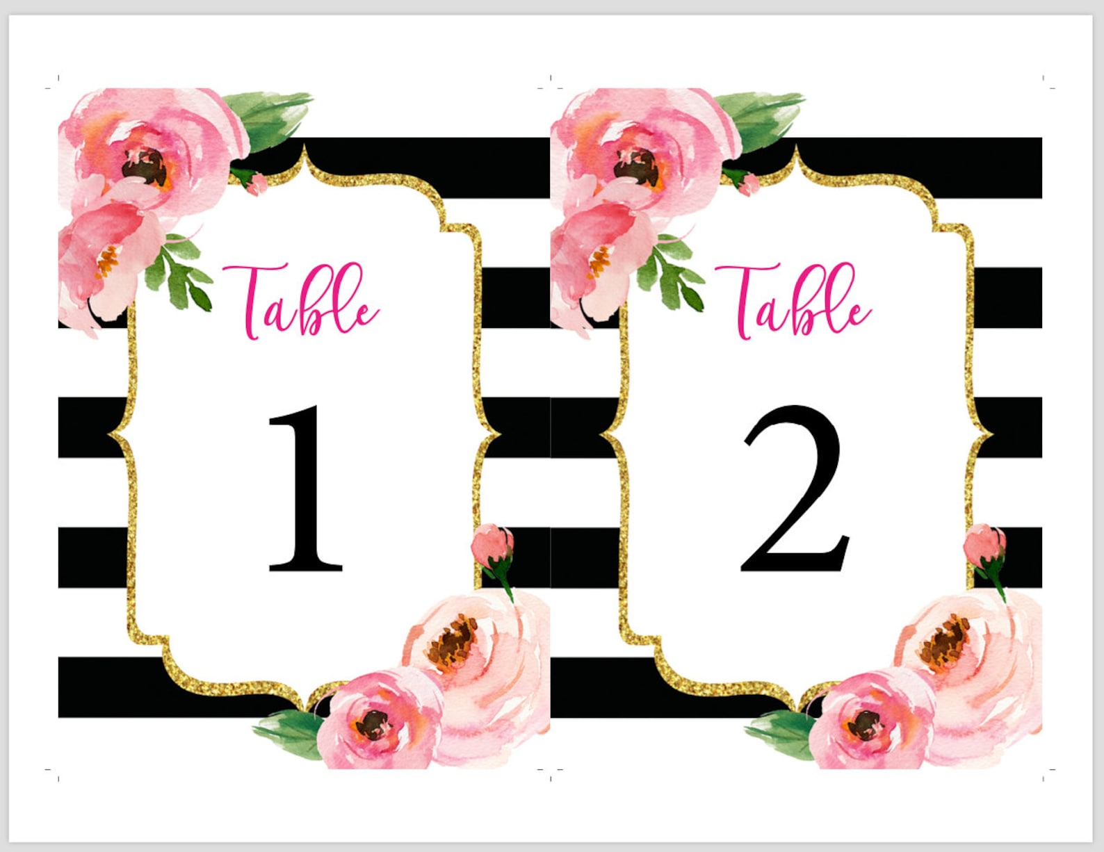 Floral Table Number Template DIY Table Numbers Kate Party - Etsy