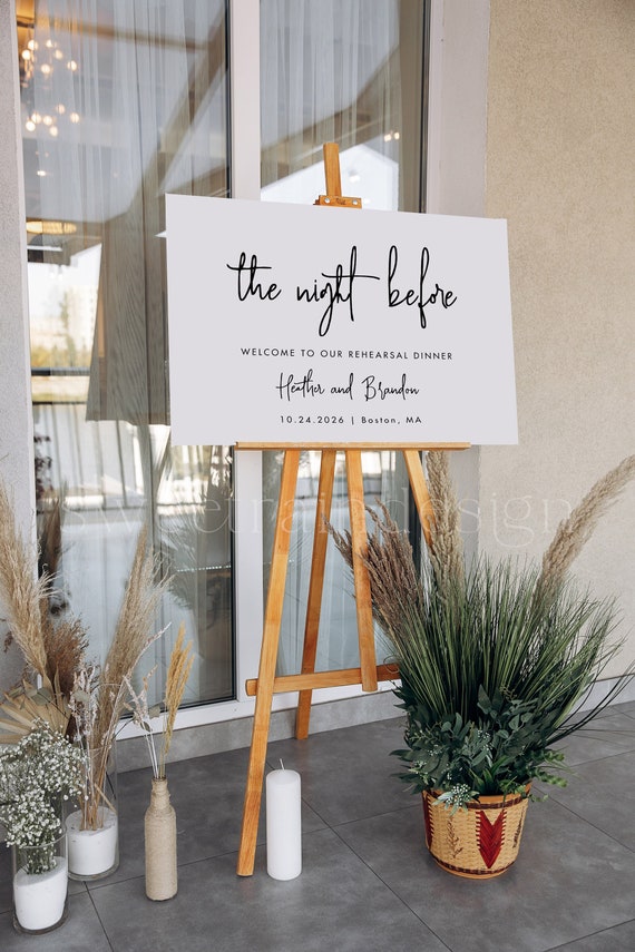 Printable Rehearsal Dinner Welcome Sign, Editable Template,