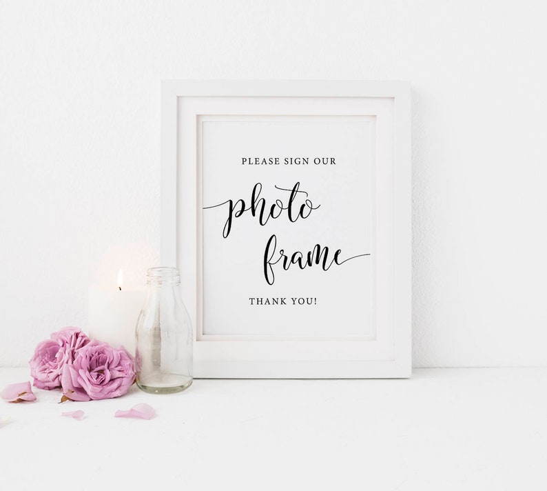 Please Sign Our Photo Frame Sign, Memory Frame Sign, Photo Guest Book Sign, Sign Our Guest Frame, Frame Guestbook Sign, Printable Wedding image 1