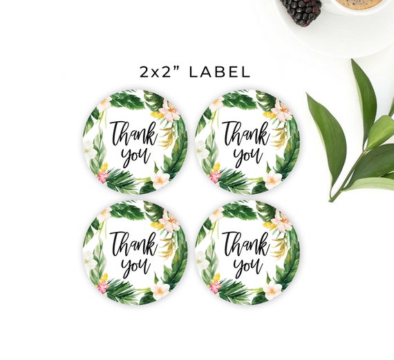 Tropical Thank You Stickers Printable Luau Thank You Labels Thank You Round Tags Tropical Baby Shower Favor Tags Diy Favor Stickers By Sweet Rain Design Catch My Party