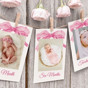 Fancy One Birthday banner van 12 maanden, fotobanner meisjes 1e verjaardag, roze strik verjaardagsversieringen, eerstejaars foto's coquette verjaardag