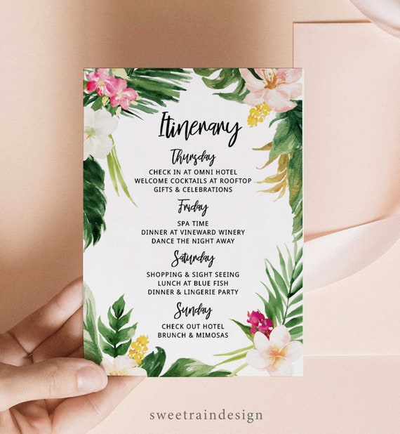 Tropical Bachelorette Party Itinerary Template Beach - Etsy Canada