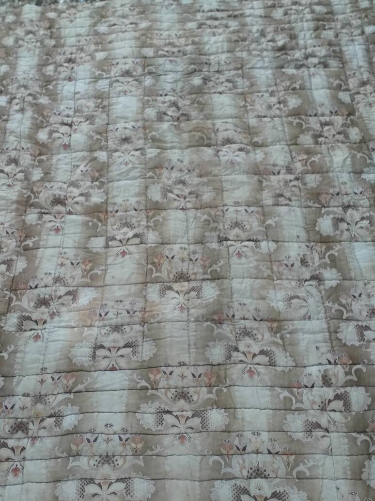 Massif Français Antique Fait à La Main Art Nouveau Original Boutis Quilt C1890S