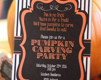 Halloween Trick or Treat Pumpkin Carving Digital Party Invitation