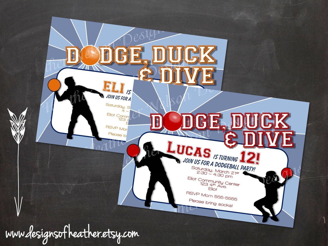 Dodgeball Digital Birthday Invitation Etsy