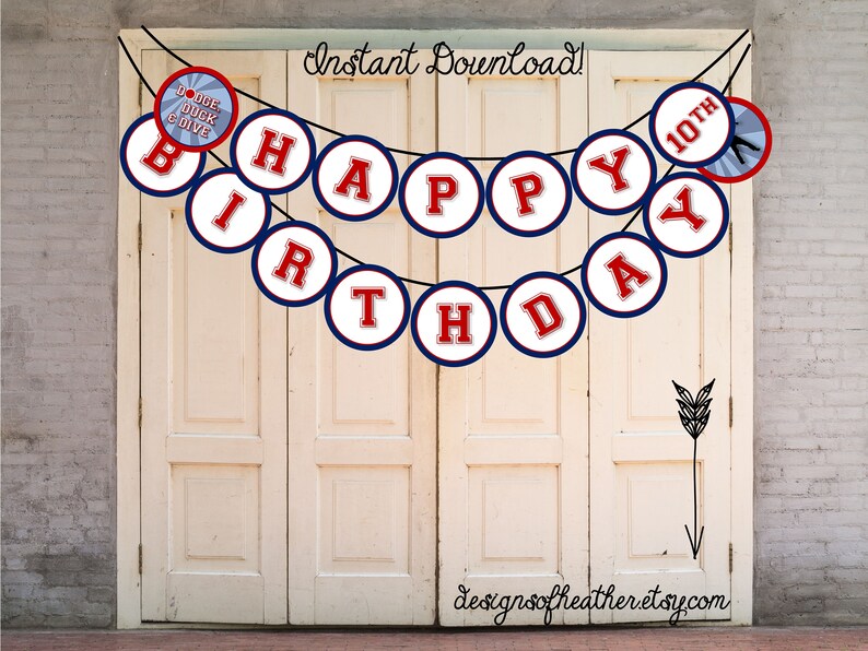 Digital Dodgeball Birthday Party Banner