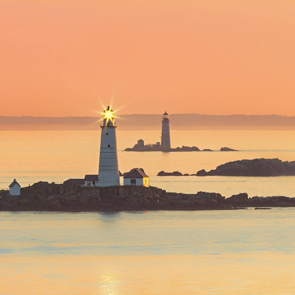 Boston and Graves Lighthouses - Boston Harbor, Massachusetts - New England -  Photo Print - Home Decor - Wall Art - Free Shipping