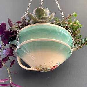 30s Deco English ANTIQUE Susie Cooper Pottery HANGING PLANTER Plant Pot Drainage Perfect Gift