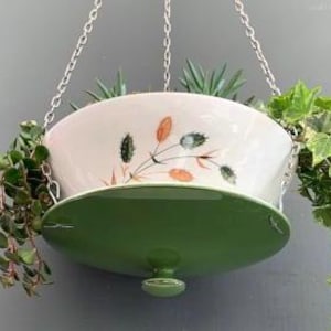 Vintage 60s WISZĄCA DONICZKA Ceramika Ceramiczna angielska doniczka Kaktusy Sukulenty Rośliny doniczkowe Idealny prezent Z drenażem