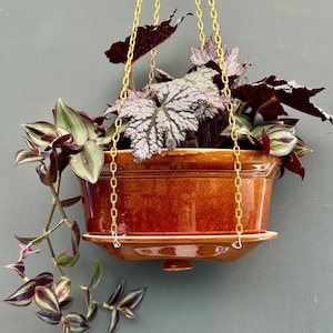 1970s Vintage Rayware Stoneware Pottery HANGING Oval Casserole PLANTER With Drainage Ceramic Perfect Gift