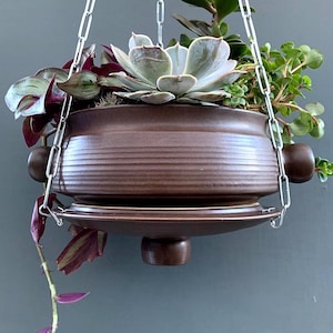 70s VINTAGE Denby HANGING Stoneware PLANTER Plant Pot with Drainage With Drainage Ceramic Perfect Gift