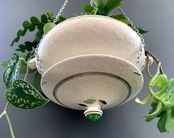 Seltene Art-Deco-Periode ANTIKE Krone Ducal Snowglaze 'Alpine' Terrine HANGING Jardiniere PFLANZENtopf Blumentopf