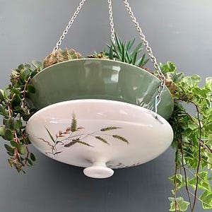 Vintage 60s WISZĄCA DONICZKA Ceramika Ceramiczna angielska doniczka Kaktusy Sukulenty Rośliny doniczkowe Idealny prezent Z drenażem