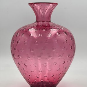 Archimede Seguso Murano Glass Bullicante Vase Signed & Labeled