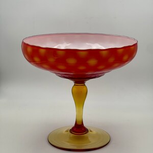 Italian Bi-Color Cased Glass Compote Mid Century