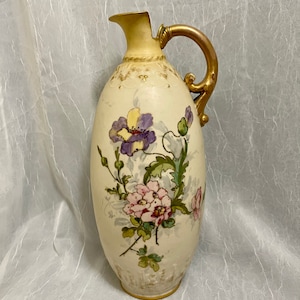 Austrian Porcelain Ewer c1910 Hand Painted Original Label