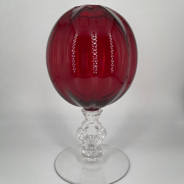 Art Deco Cambridge Glass Keyhole Ball Vase Carmen Red 1930’s