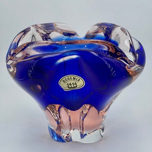 Bohemia Czechoslovakia Cased Glass Vase Sklo Union