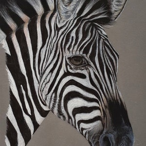 Zebra Signed Giclee Art Print - Limited edition Giclée Print - black and white African wildlife animal wall art decor tropicalcore