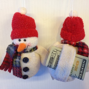 Snowman Felt Gift Card/Money Holder Ornament, Holiday and Christmas Ornament, Winter Gift Card Holder Ornament, Handmade Money Holder