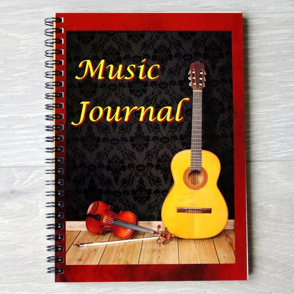 Music Journal, A5 Wire Bound, Custom Designed Pages for Musical Performances or Lessons, for Adults or Children, Great Gift for Musicians