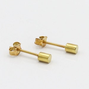 Gold or Silver Tiny Dot Stud Earrings, 3 mm in diameter, Handmade to Order