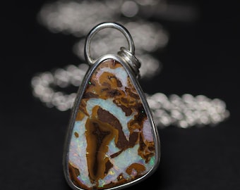 Pendentif Argent Avec Opale Yowah Boulder Naturelle 39 Carats - Multicolore - Neuf Avec étiquettes