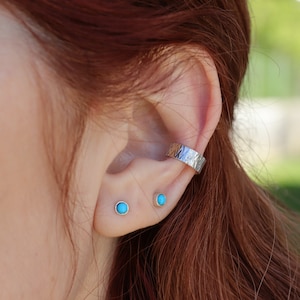 Bague d'oreille ear cuff argent martelé, Bague d'oreille sans perçage, Manchette d'oreille non percée, Sur commande