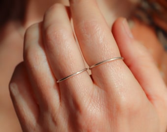 Solid silver thin ring, Skinny stacking ring. 1.5 mm round ring, Fine dainty silver ring. Delicate jewelry, Made to order