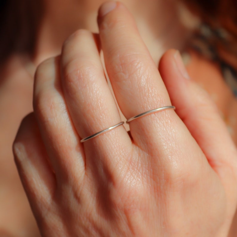 Solid silver thin ring, Skinny stacking ring. 1.5 mm round ring, Fine dainty silver ring. Delicate jewelry, Made to order image 1