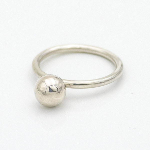 Bague grosse boule argent massif, Bague bille indémodable, Bijou tendance de créateur, SUR MESURE