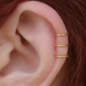 Orecchino a tripla elica in oro o argento, Orecchino senza piercing