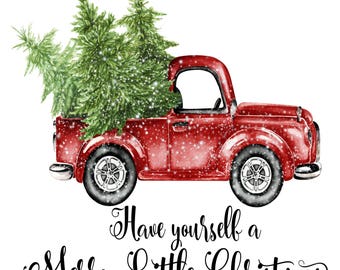 Merry Christmas Tree Truck Holiday Iron On Ready To Press Transfer Christmas design, Merry Christmas Iron on, Christmas Tree Truck