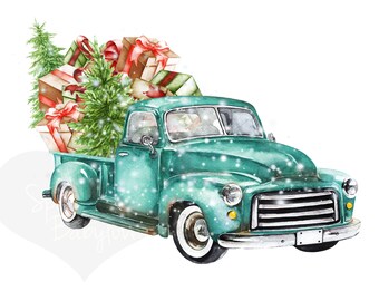 Download Christmas tree truck | Etsy