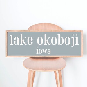 Custom Framed Lakehouse Sign Customizable Lake Sign Custom Lake Map Lake Okoboji Lakehouse Wall Decor Lakehouse Art image 2