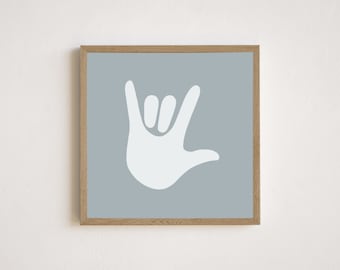 Love Sign Language Framed Sign - Hand painted, Wood Sign