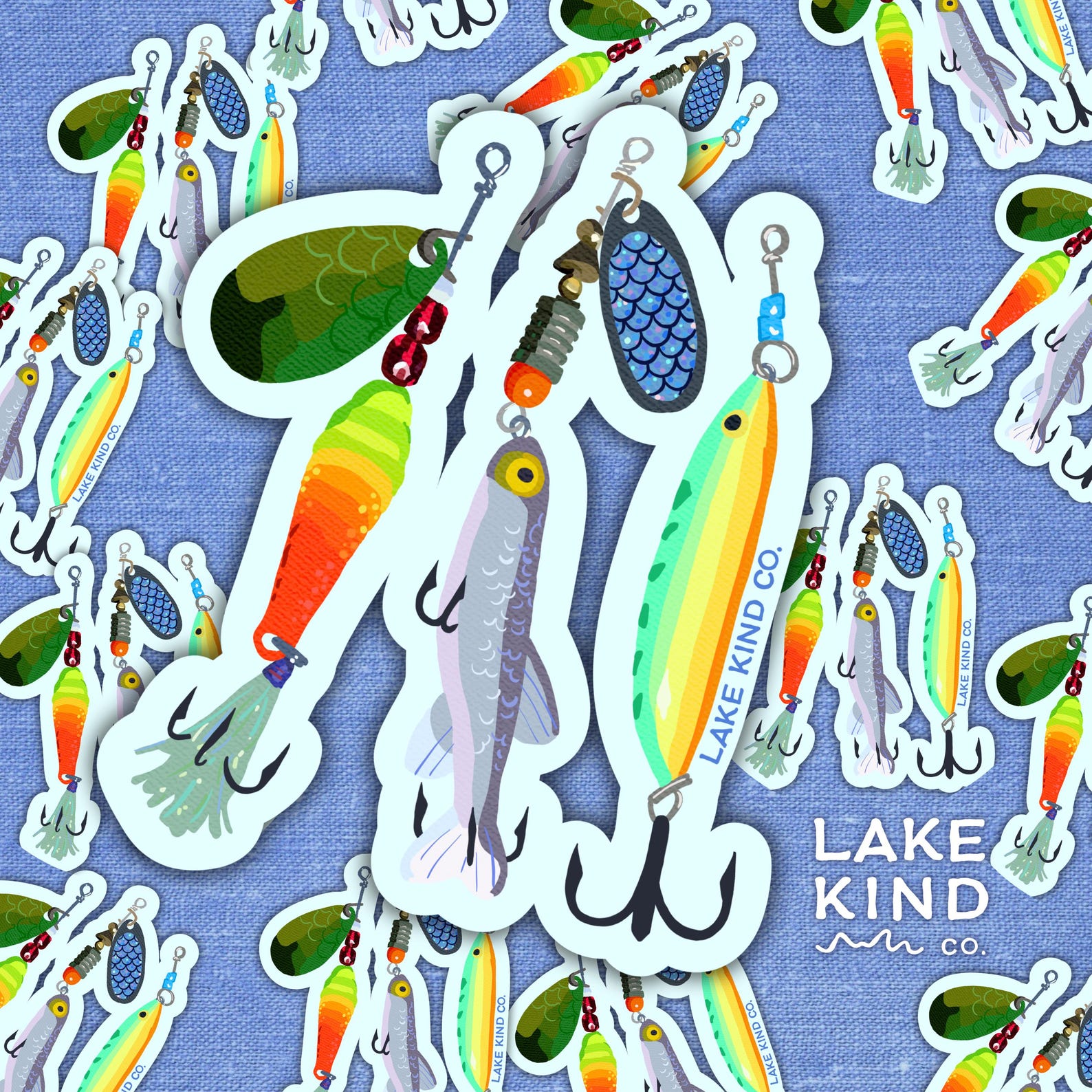 Lake Shape Sticker Fishing Lures Sticker: Lake Life Vinyl Decal - Etsy