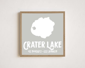 Framed Lake Sign | Customizable Lake Sign | Custom Lake Map | Crater Lake | Hand-painted Lake | Personalized Lake