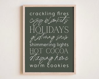 Winter Things List Framed Sign - Wood Farmhouse Sign