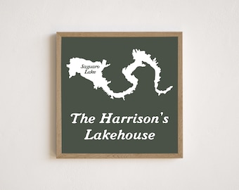 Framed Lake Sign | Customizable Lake Sign | Custom Lake Map | Saguaro Lake | Hand-painted Lake | Personalized Lake