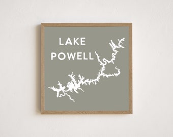 Framed Lake Sign | Customizable Lake Sign | Custom Lake Map | Lake Powell | Hand-painted Lake | Personalized Lake