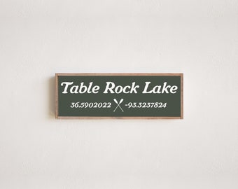 Panneau de lac encadré personnalisé | Panneau de lac personnalisable | Carte personnalisée du lac | Lac de Table Rock | Décoration murale Lakehouse | Décor personnalisé Lakehouse