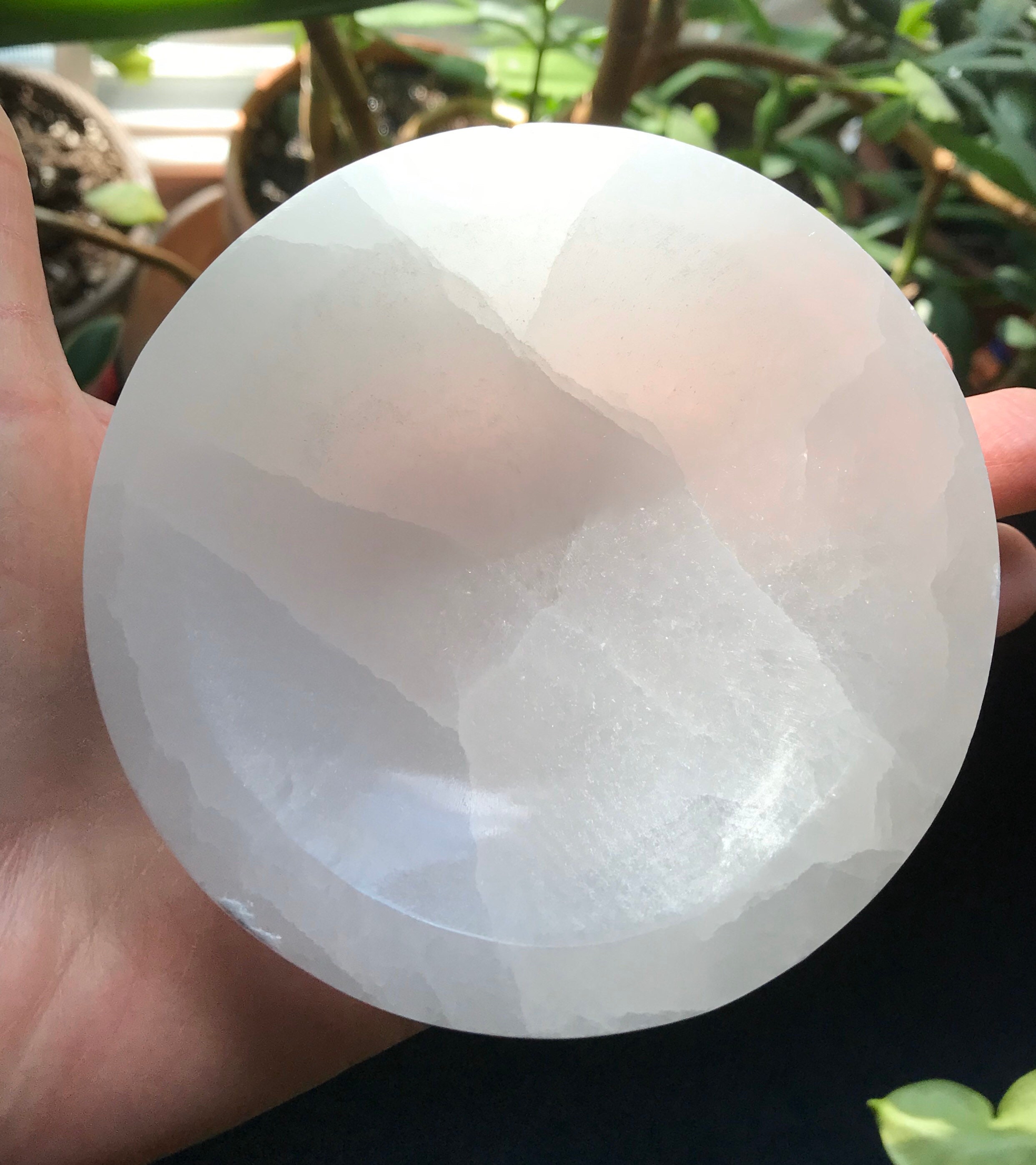 3/4 LB SELENITE Charging Bowl, Hand Carved, 4, CR6186