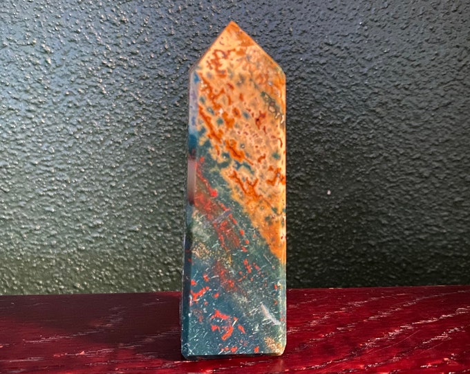 Bloodstone, Polished Tower, Intense Energies, Deep-Rich Color, India, 87.80 Grams, CR11766