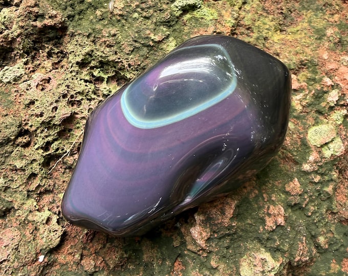 Rainbow OBSIDIAN, 3/4 LB++Large Polished Stunning Colorful Stone, Orbicular, Mexico, 384.60 Grams, CR12743