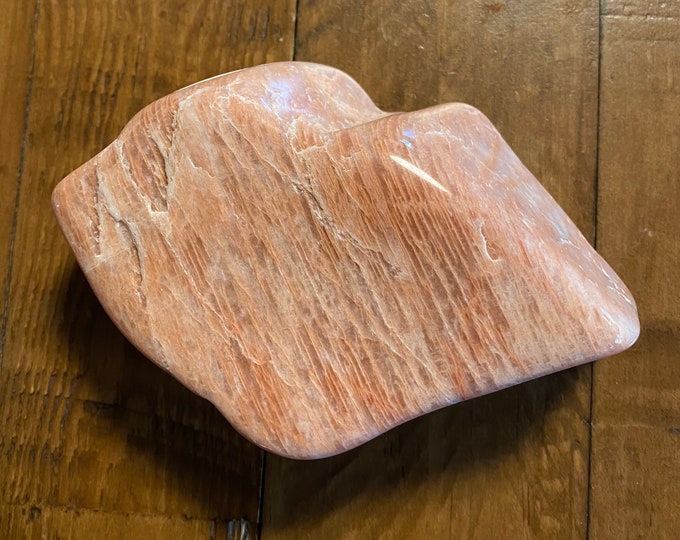 Salmon Moonstone, 1.37 LBS+ Free Form & Polished, 619.80 Grams, South Dakota, CR11543