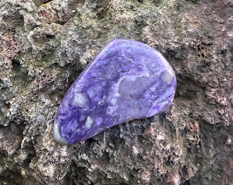 Charoite, 1/4 LB+ Polished Freeform Palm Stone, Russia, 125.40 Grams, CR12798