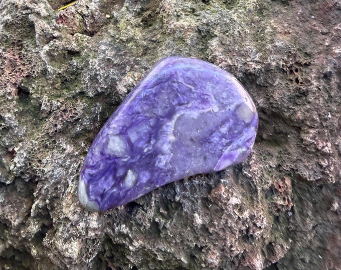 Charoite, 1/4 LB+ Polished Freeform Palm Stone, Russia, 125.40 Grams, CR12798
