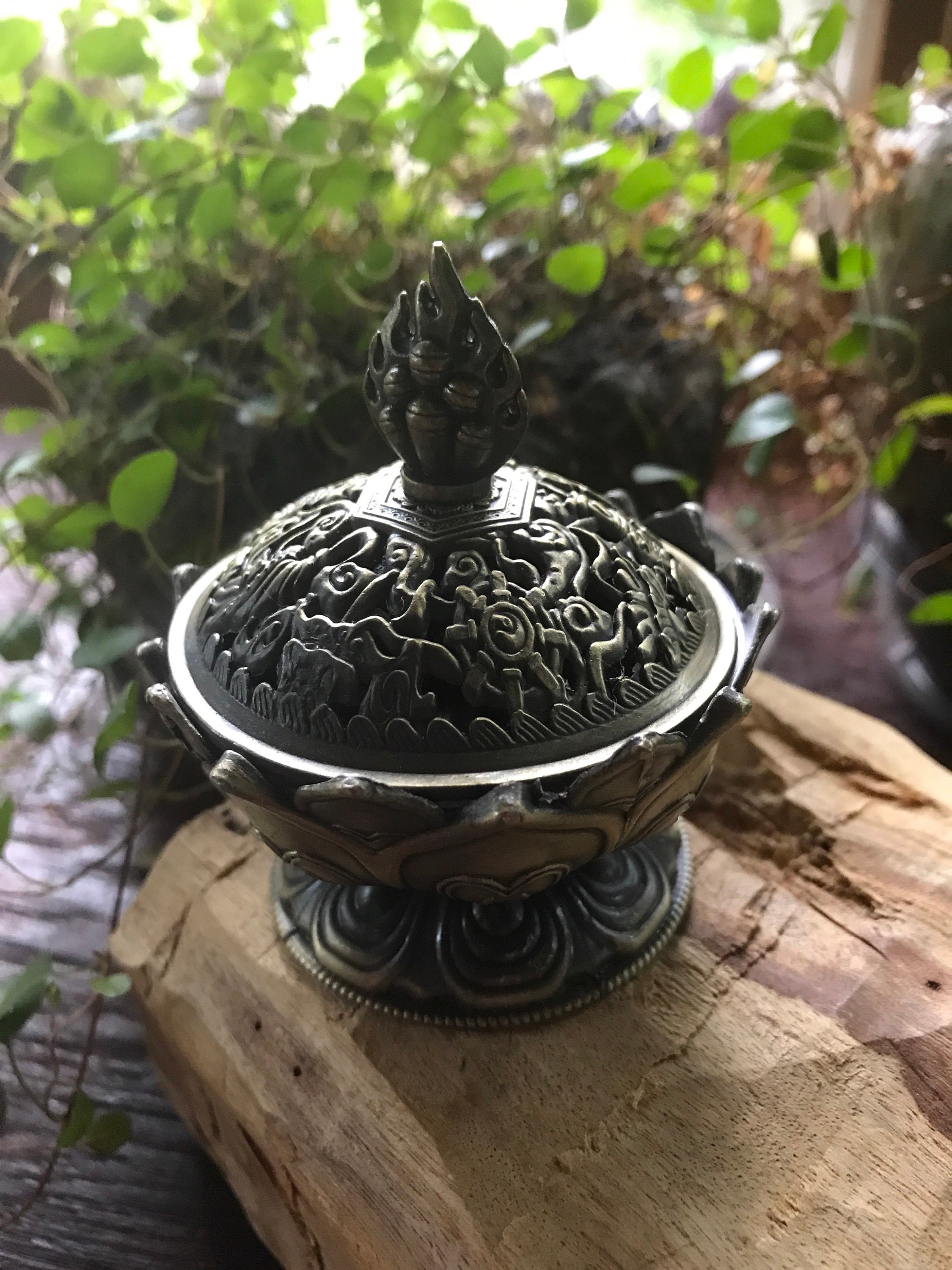 Closeout*Tibetan Lotus Mini Incense Burner Kit, 5 gr Handcrafted Resin