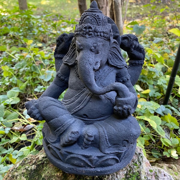 Ganesha, Volcanic Stone Statue, 8.5x6x6", Free Shipping, 9 LBS+ RIT33608